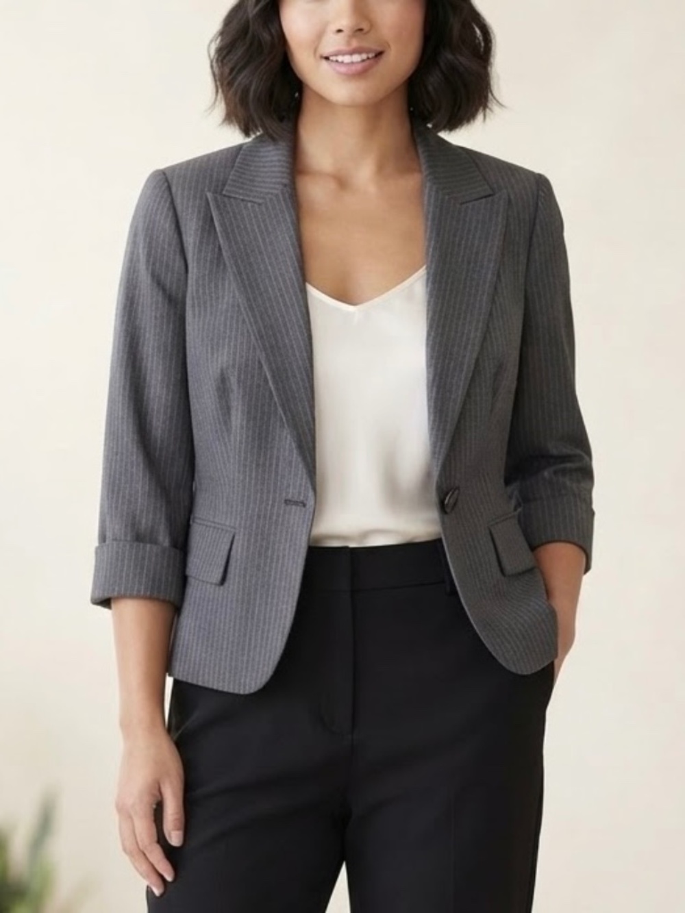 LaFayette 148 Pinstripe Virgin Wool Blazer Jacket